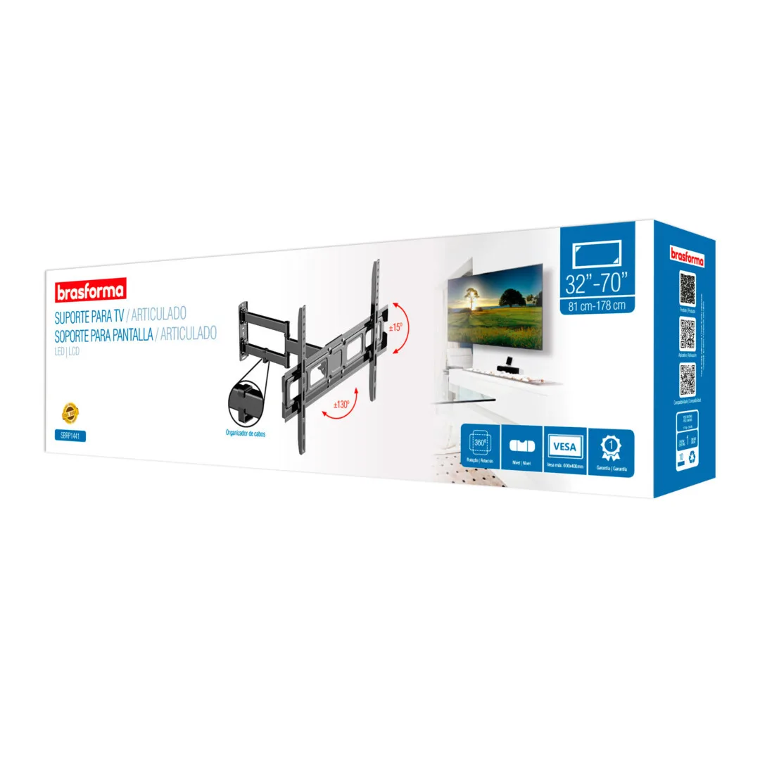 Soporte para TV con Brazo de 42cm  37” a 70"  180° 30kg - sbrp1441  Brasforma