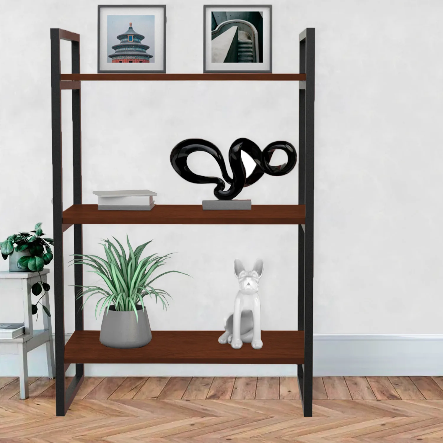 REMATE !! Repisa Industrial 3 Tablas 90X60X34cm CAFE - "Con detalle"