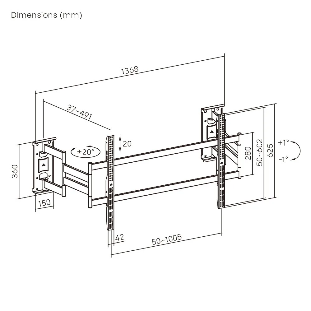 Soporte de TV  INFINITY1 MultiEspacios para Carga Pesada  75" a 120"  125kg  BRASFORMA