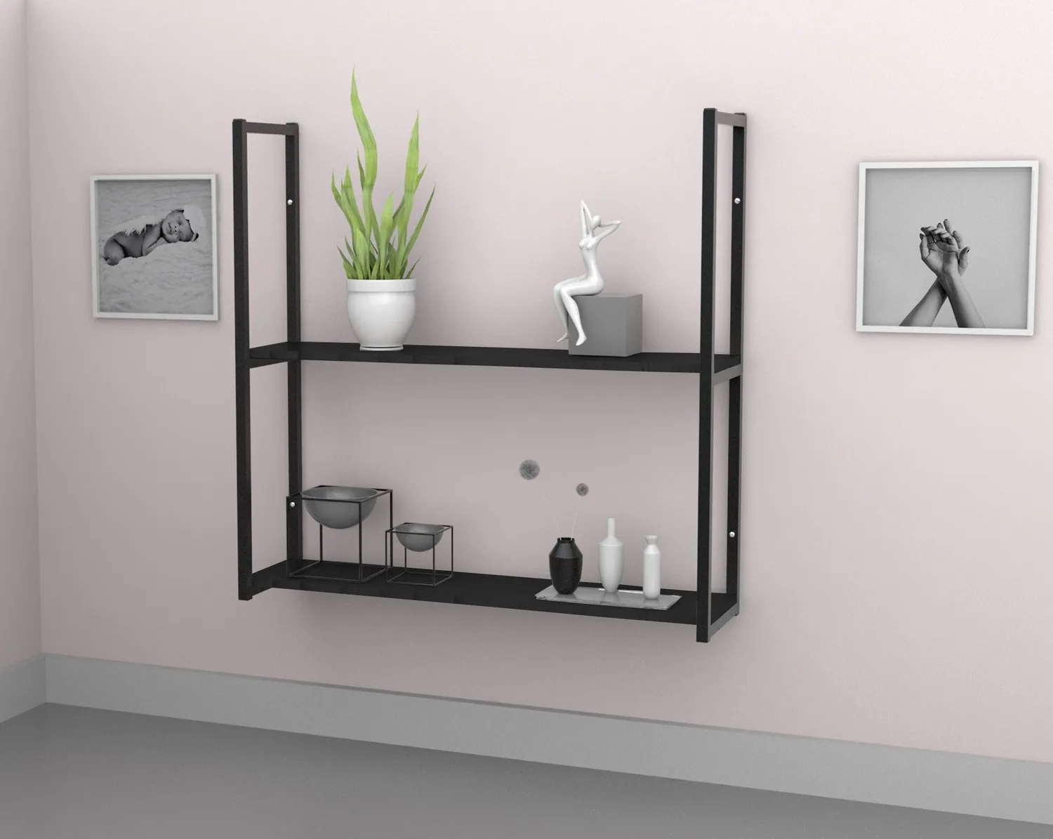 Estante Industrial 2 repisas 90x20 CAFÉ - PISO / PARED 20kg