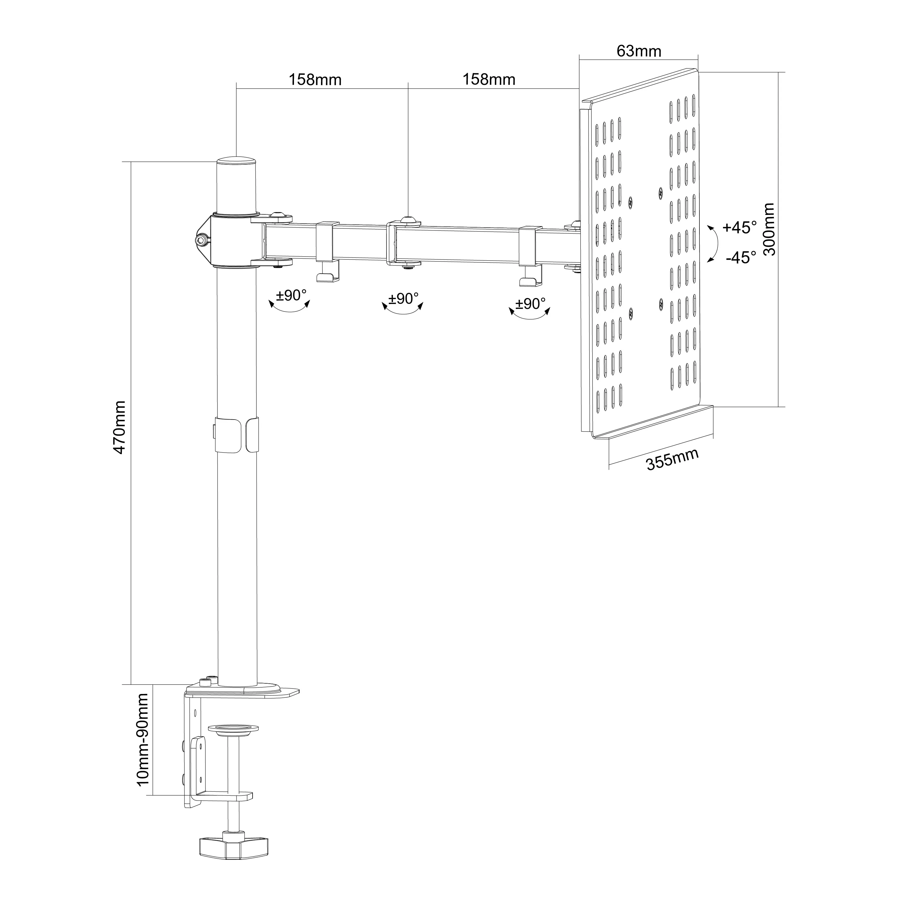 Soporte para Notebook de escritorio con Brazo articulado  hasta 17"- 8 KGB Brasforma