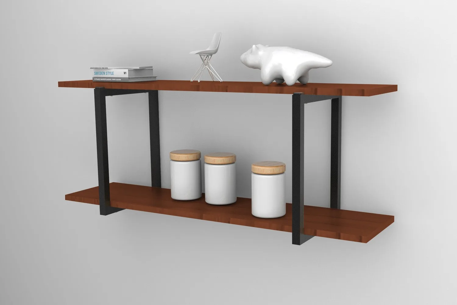 Estante Industrial 2 Repisas 90x20 cm Cafe