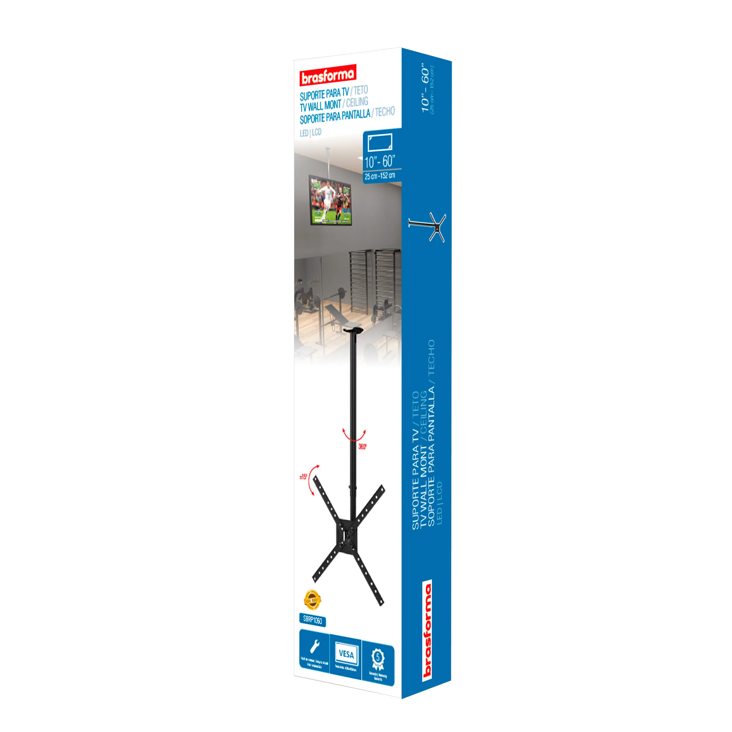 SOPORTE  TV PARA TECHOS BAJOS 10" a 60"  Inclinable SBRP1050
