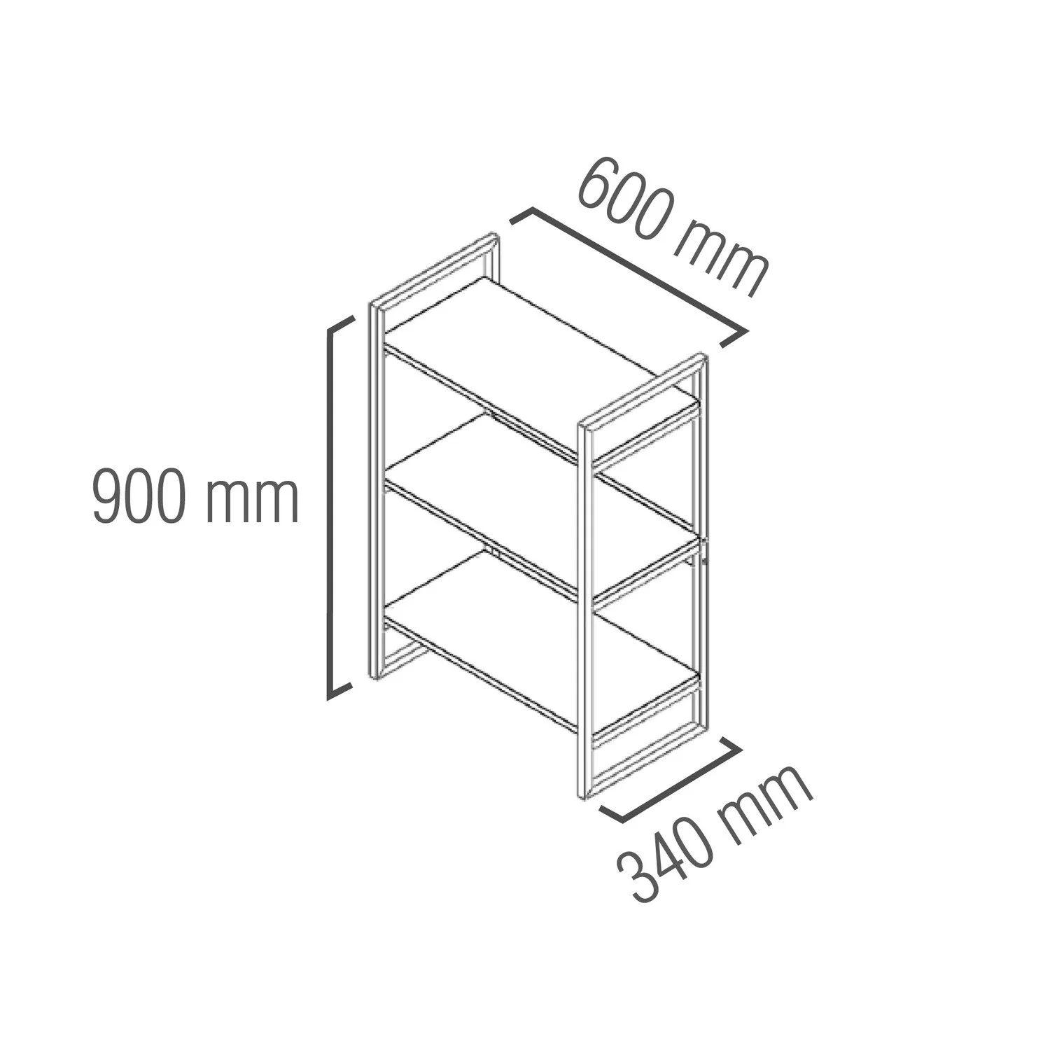 ESTANTE INDUSTRIAL 3 REPISAS 60cm x 30cm CAFE