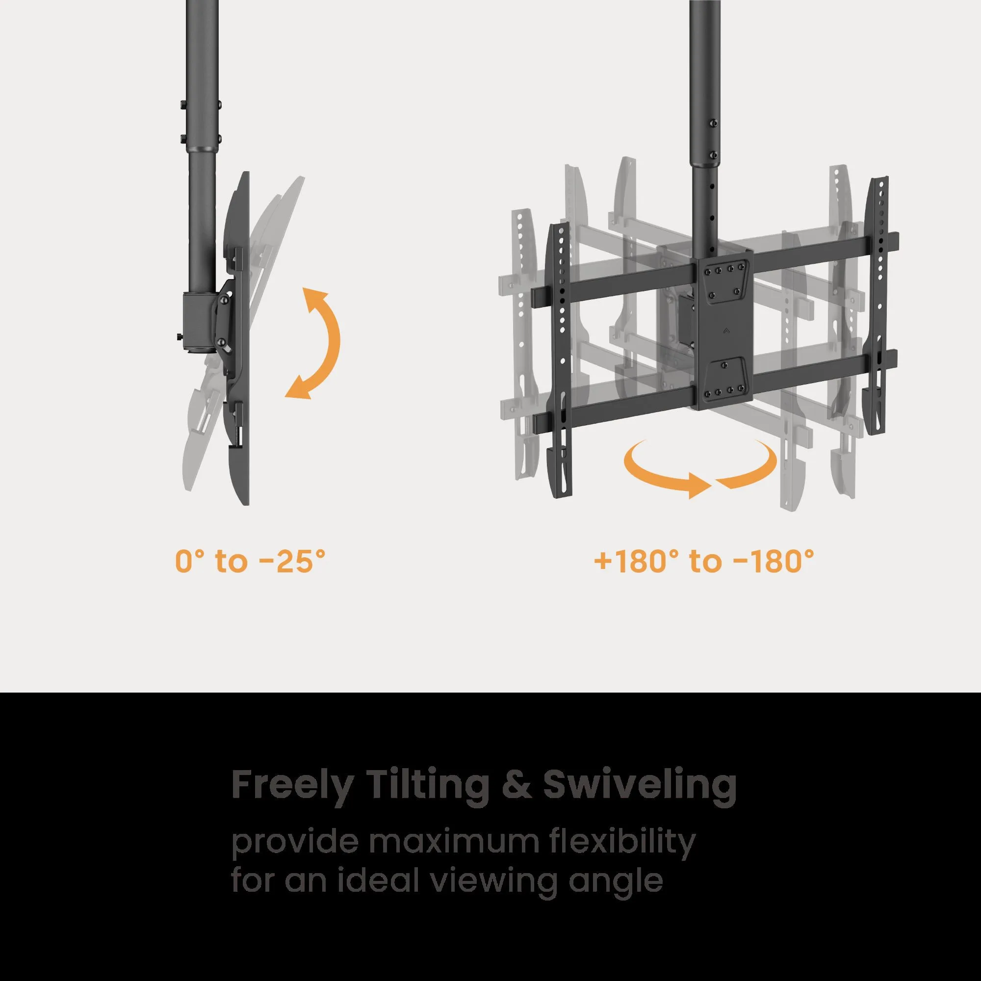 Soporte de TV para Techo  43" a 86" -  Inclinable 360°  60kg   SBRP1546L  BRASFORMA