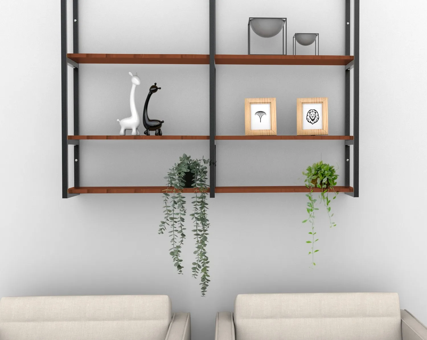 Estante Industrial 3 Repisas - 120x20cm - CAFE - Muro/Suelo