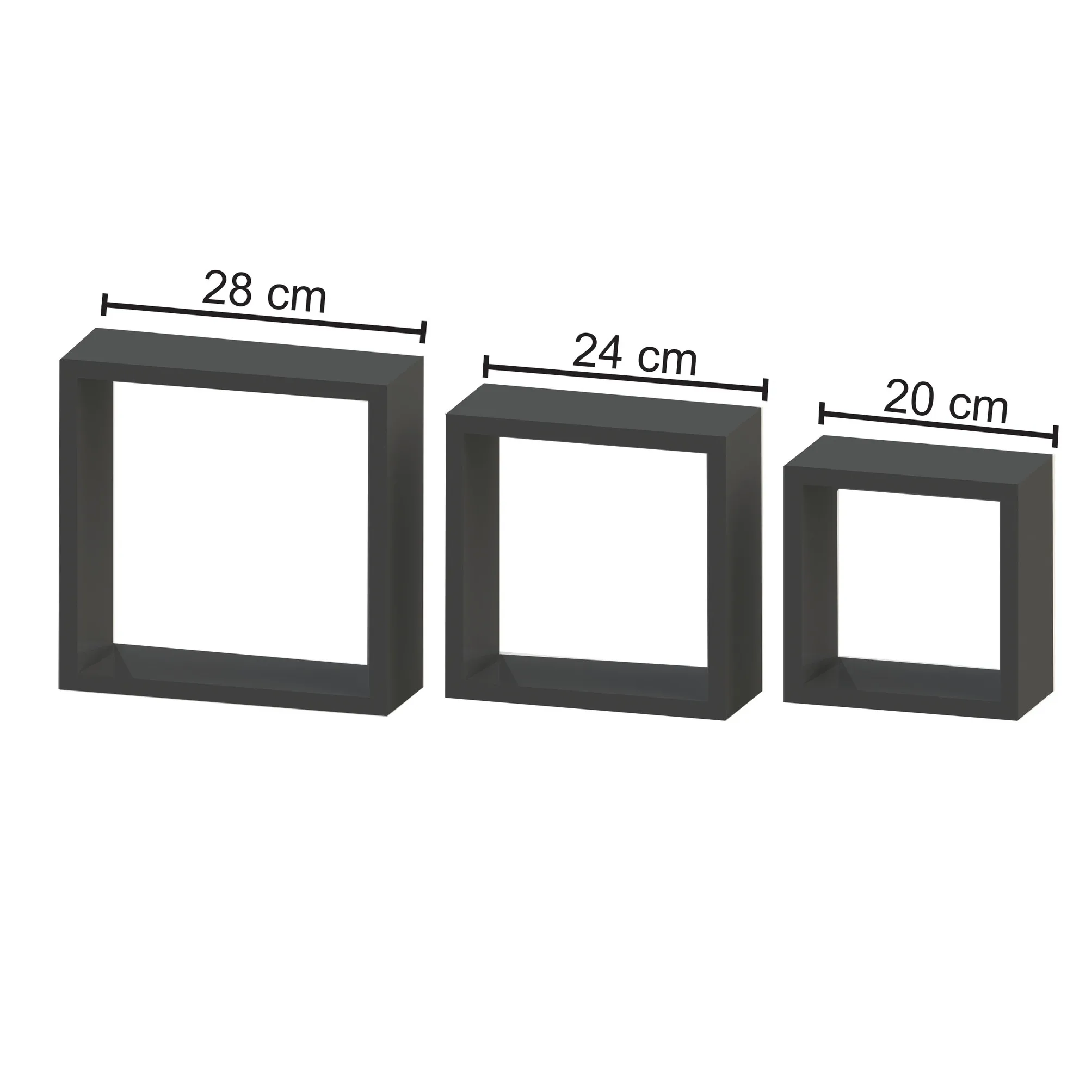 Repisa Flotantes 3 Cubos 28-24-20cm  Negro - Brasforma