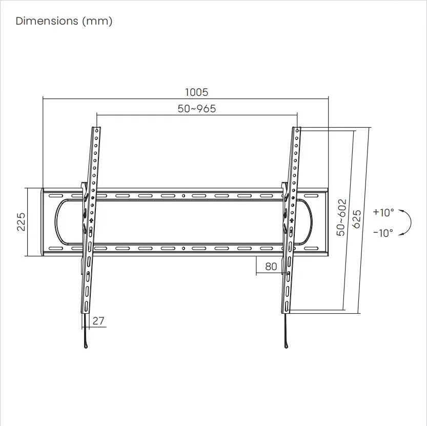 Soporte para TV Grande de Alta Carga INCLINABLE  60" a 120" 120kg  SBRP73-69T  Brasforma