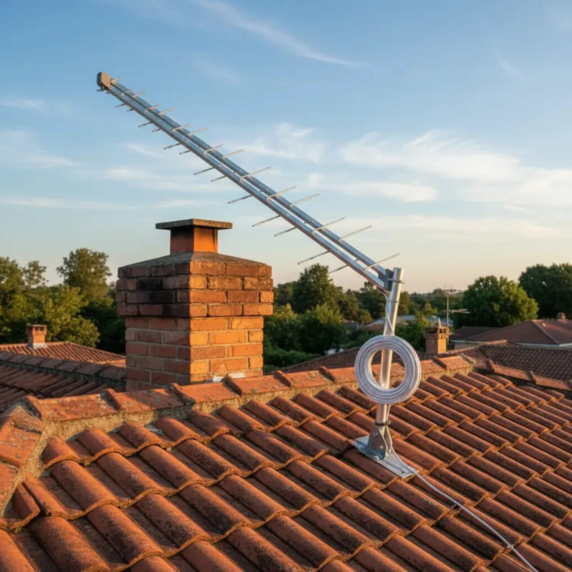 Combo!! ANTENA  EXTERNA HD - UHF - 18dbi + Mástil + Cable