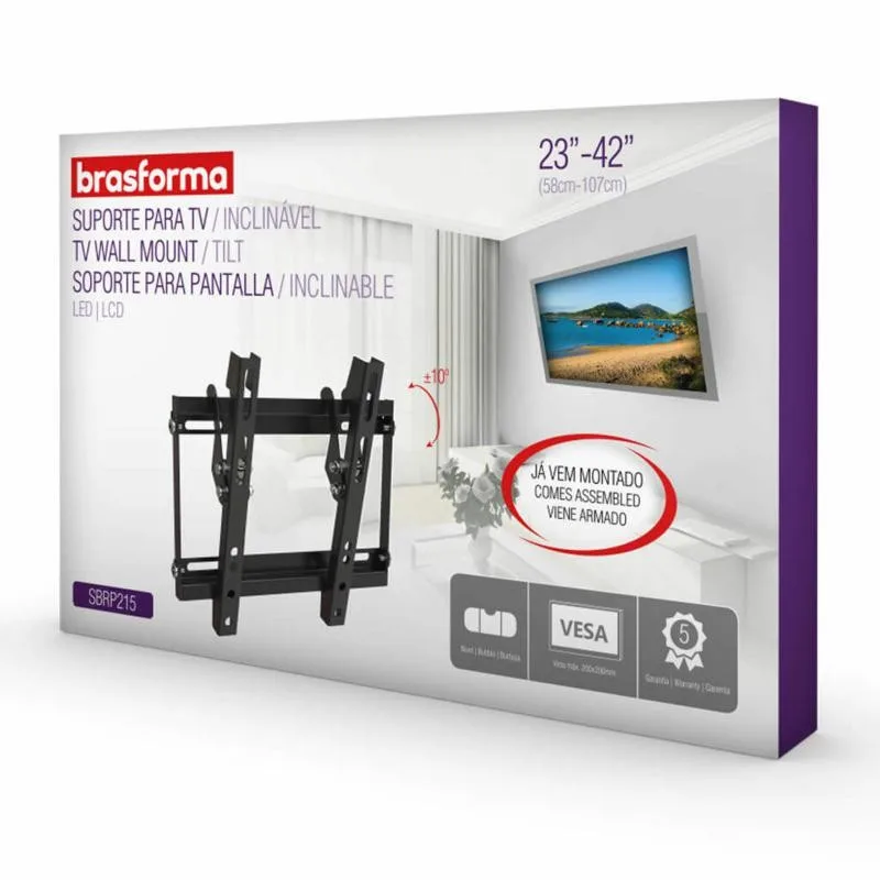 Soporte TV Inclinable Ultra Delgado -  23" a 42"  SBRP215  Brasforma