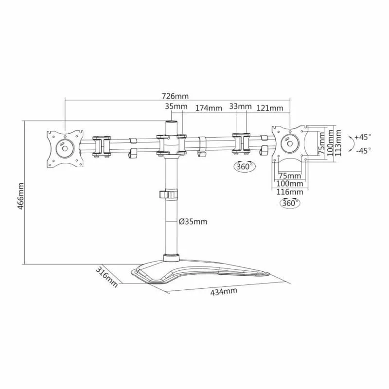 SOPORTE ESCRITORIO DOBLE PANTALLA SBRM 720