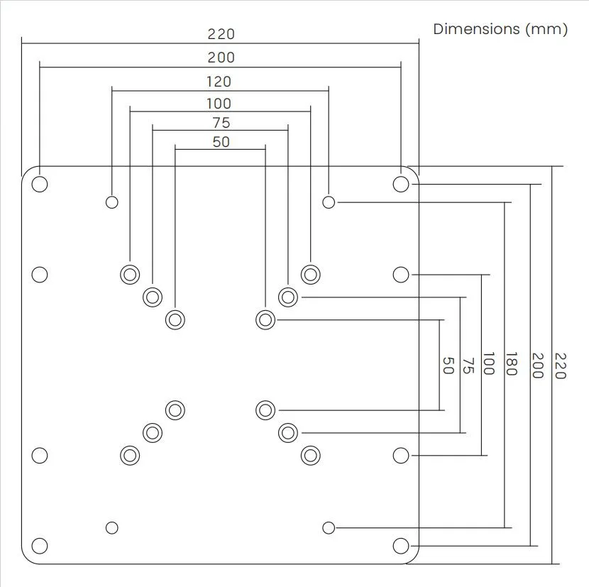 Placa VESA hasta 200x200  30Kg  SBRVA-201C  Brasforma