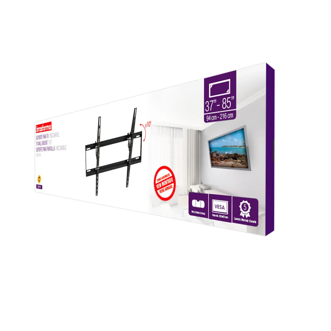 Soporte Inclinable para TV  37” a 85”  ULTRA SLIM  50kg - SBRP615 Brasforma