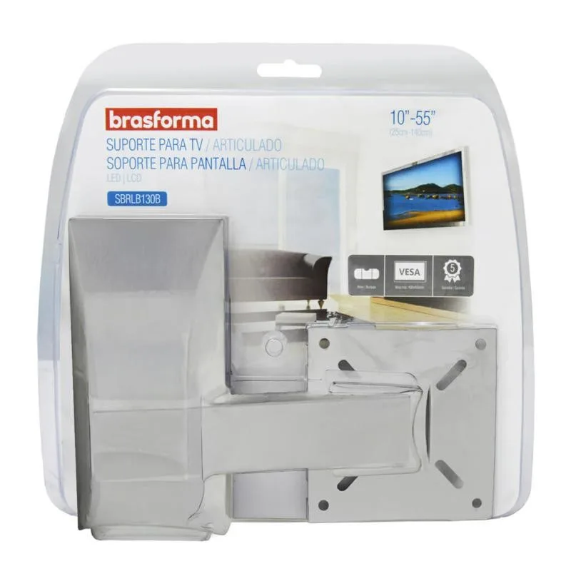 Soporte de TV  para Cocina con Brazo de 19cm 10" a 55"  Inclinable  SBRLB130B  Brasforma