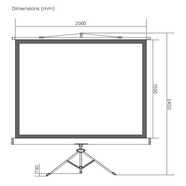 Pantalla para proyector  - Con Trípode 100"  4:3 SBRTP100 Brasforma