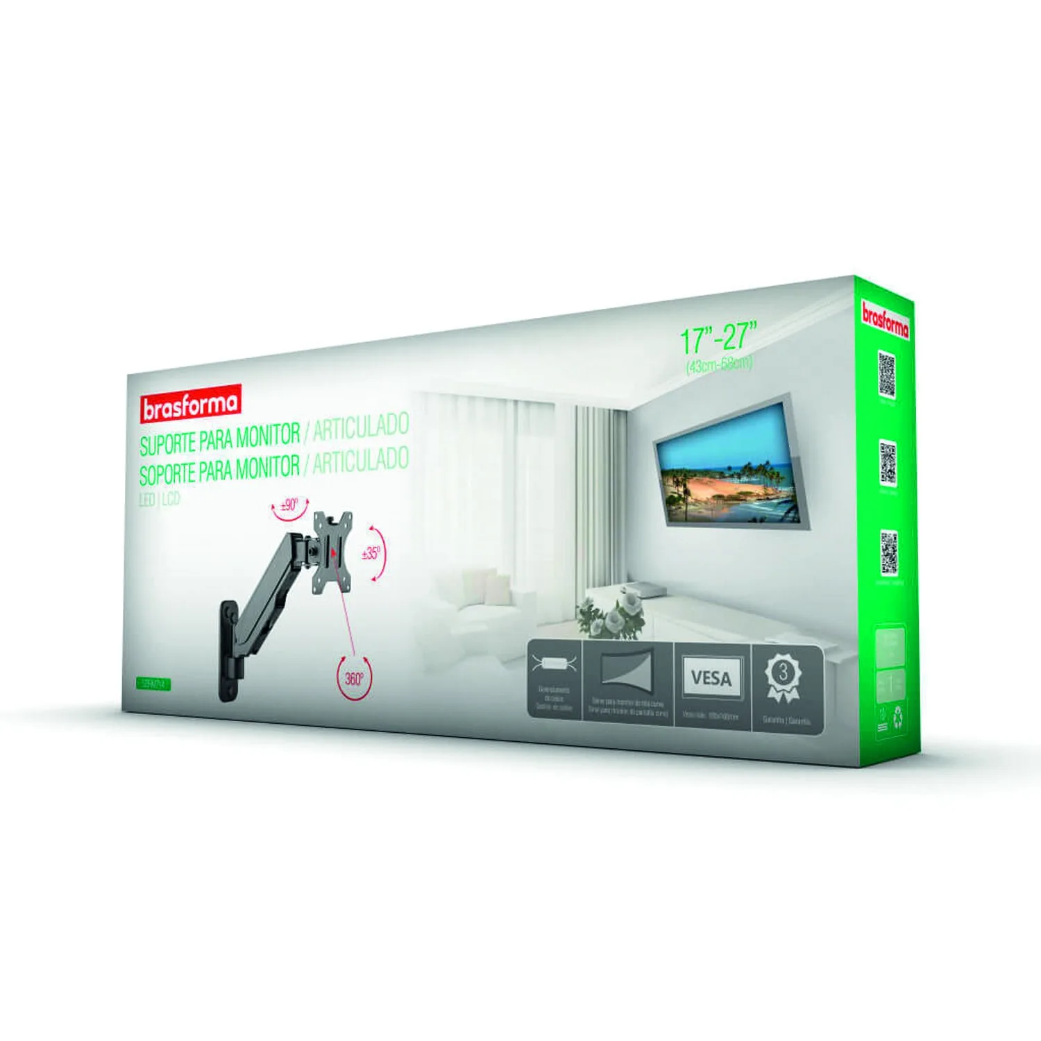 Soporte  Monitor - Gas - ideal Paneles - Tabique  -17 "y 27"