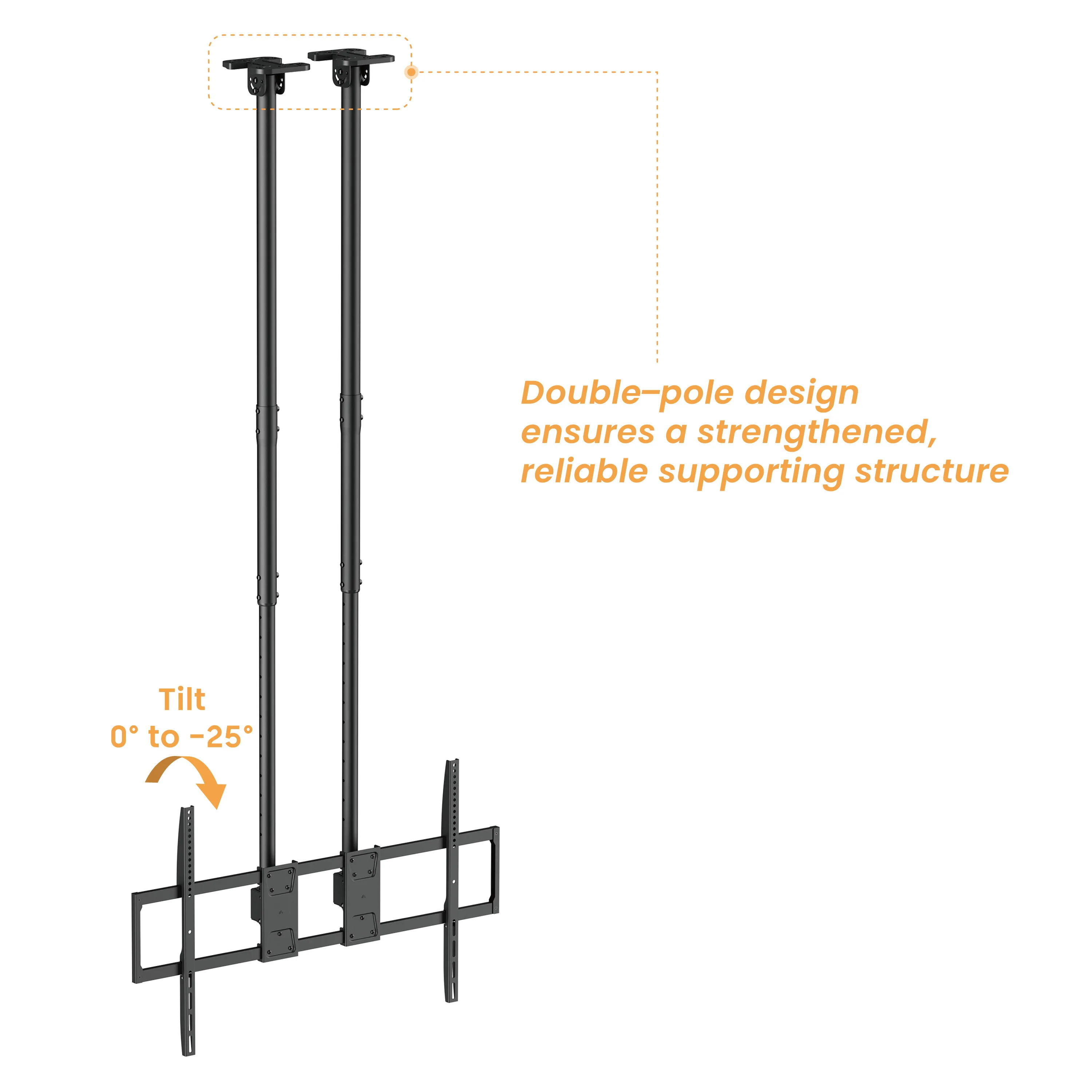 Soporte para TV Grande con carga pesada de Techo con doble Tubo  60"~120" 120kg Brasforma SBRP15610XL