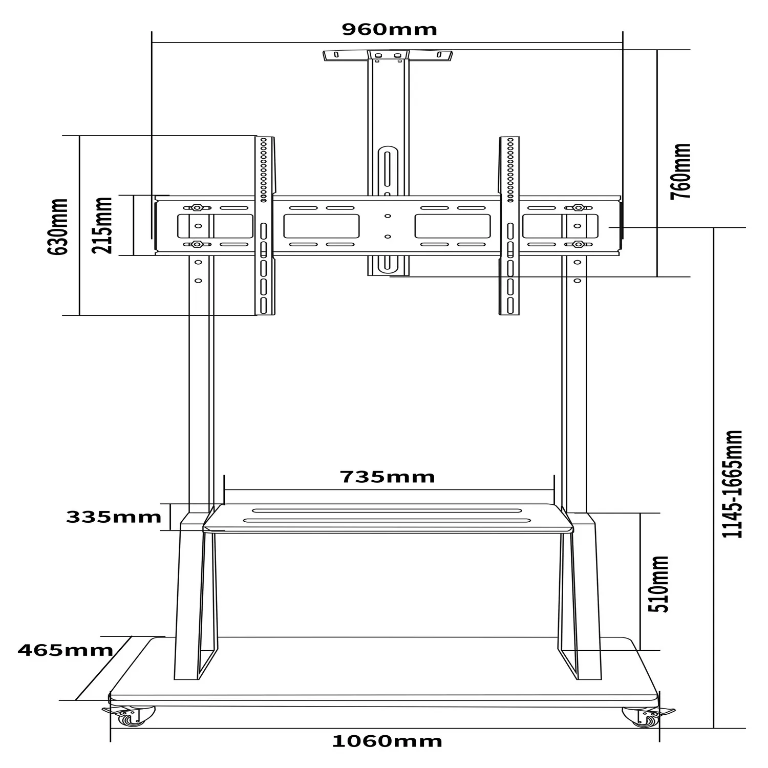 Pedestal de TV para Carga Pesada 55" a 110" - 120kg - SKCR0204E  Brasforma
