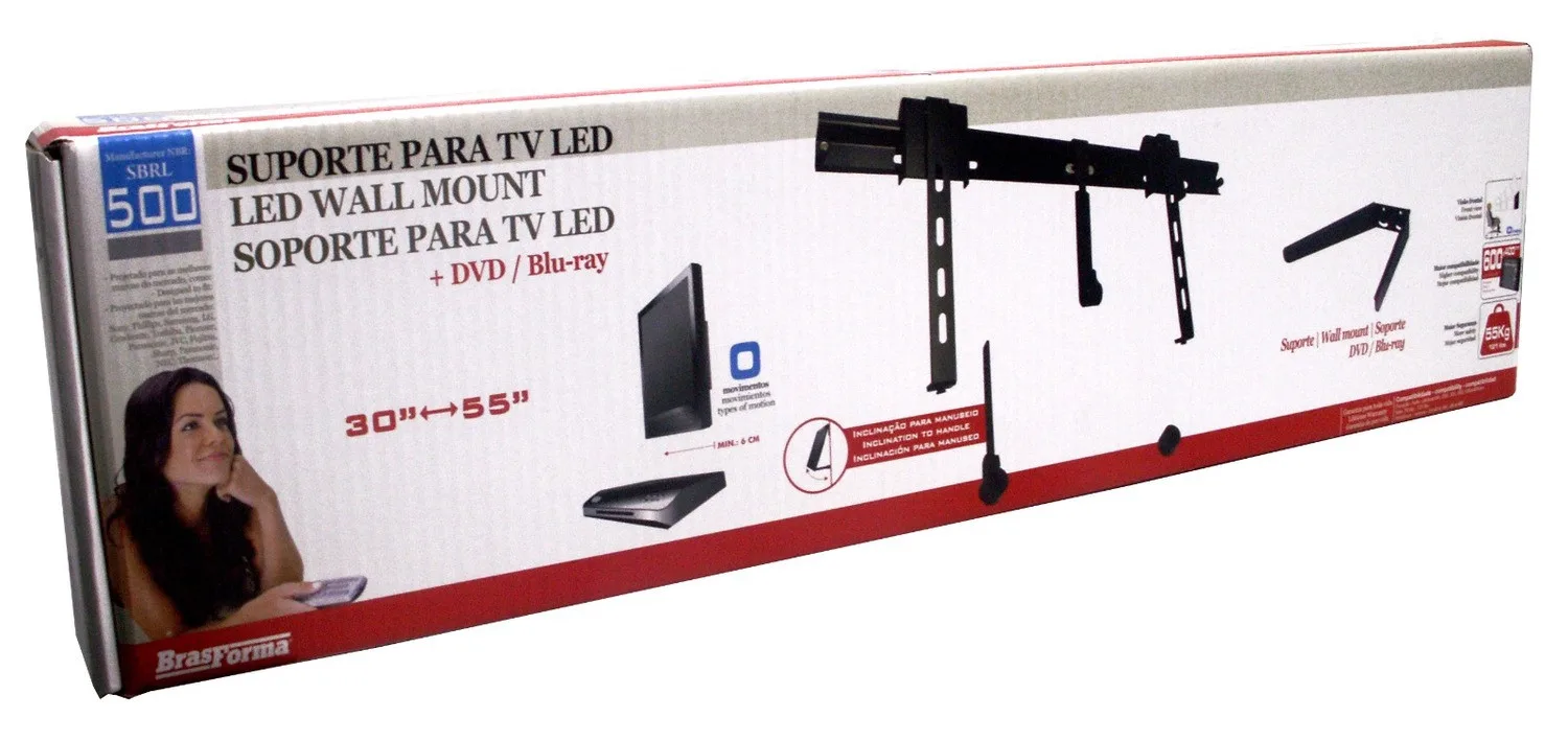 SOPORTE FIJO ULTRA SLIM 37" A 70"  30KG  + SOPORTE DECO SBRP500 BRASFORMA