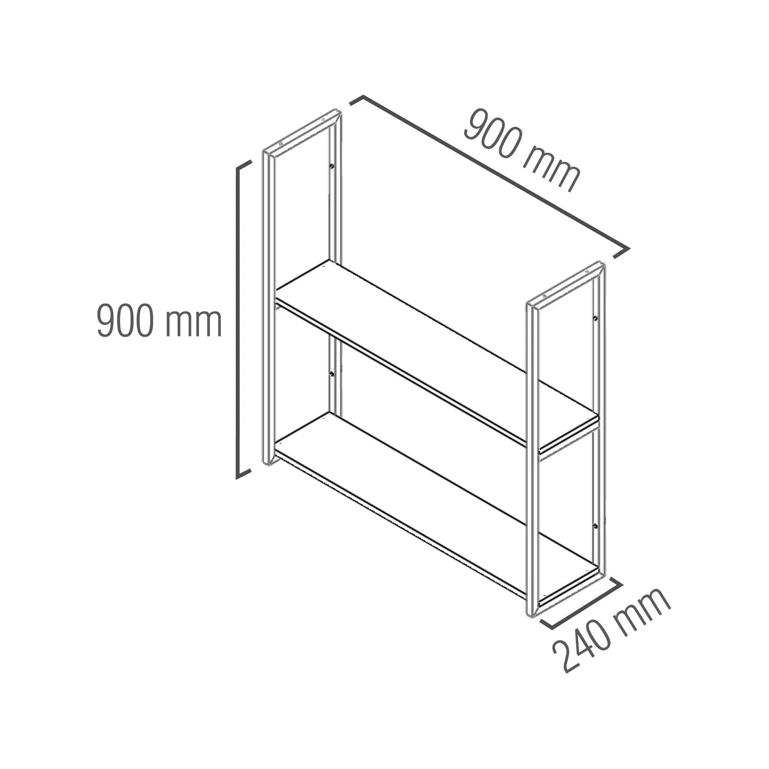 Estante Industrial 2 repisas 90x20 CAFÉ - PISO / PARED 20kg