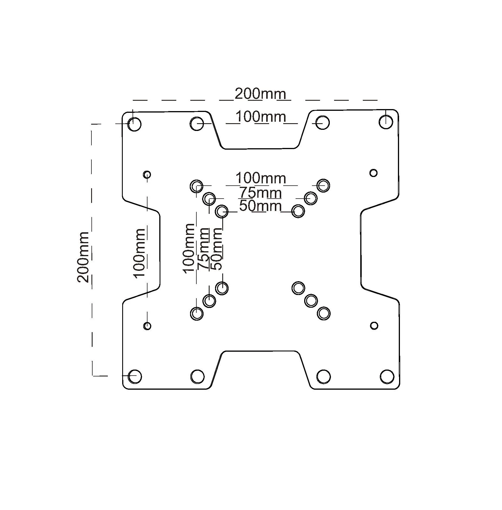 Placa para Extensión VESA hasta 200x200  30Kg   REMATE MUESTRA!