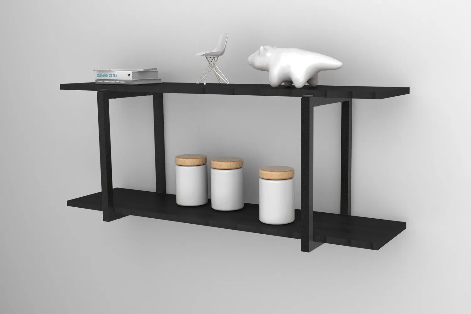 Estante Industrial 2 Repisas 90x20 cm Cafe