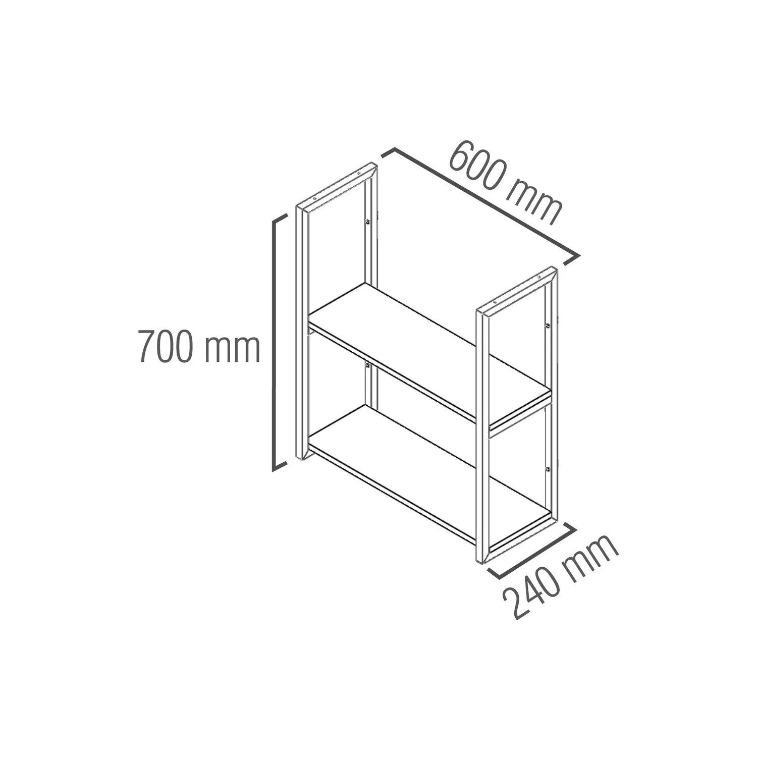 Estante Industrial 2 Repisas 60x20 cm CAFE 20kg Muro/Piso