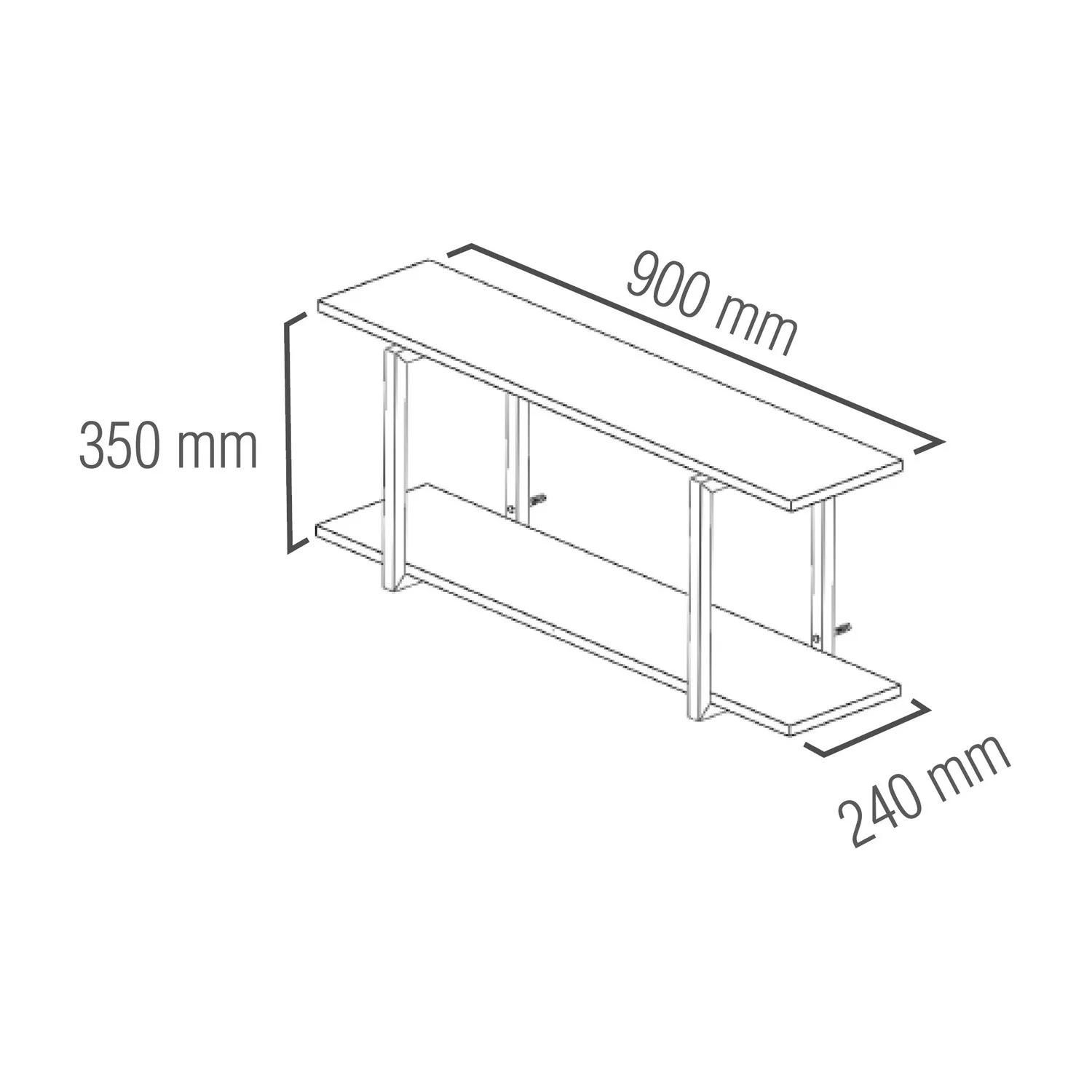 Estante Industrial 2 Repisas 90x20 cm Cafe
