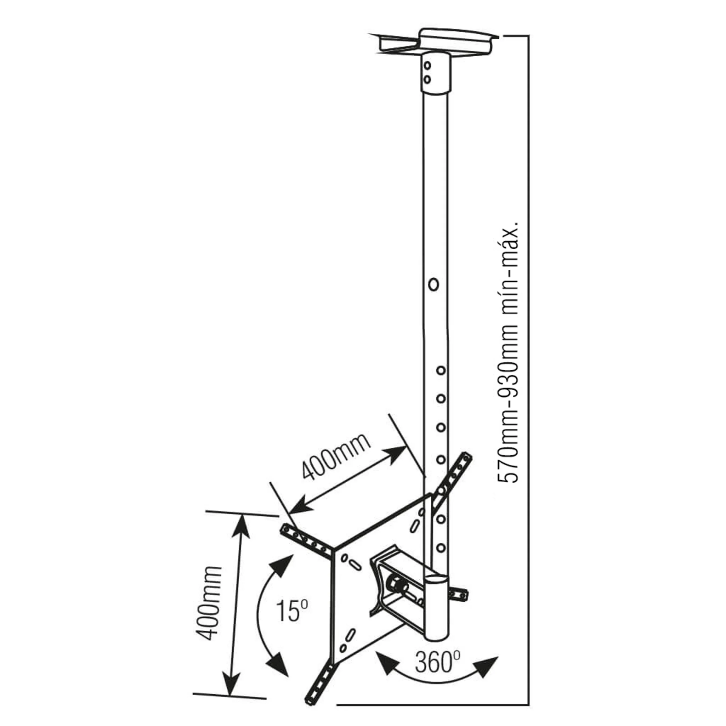 SOPORTE  TV PARA TECHOS BAJOS 10" a 60"  Inclinable SBRP1050