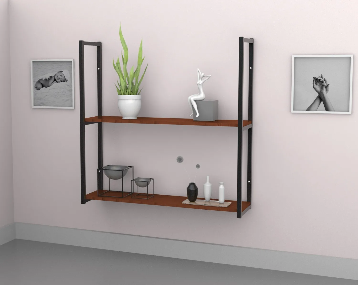 Estante Industrial 2 repisas 90x20 CAFÉ - PISO / PARED 20kg