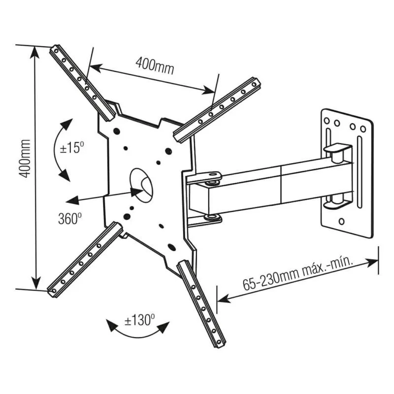 Soporte TV con brazo de 19cm - 10" a 60"- 360° sbrp1030