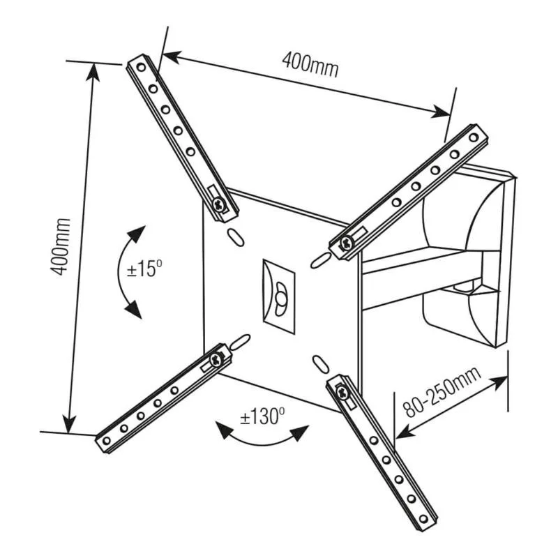 Soporte de TV  para Cocina con Brazo de 19cm 10" a 55"  Inclinable  SBRLB130B  Brasforma