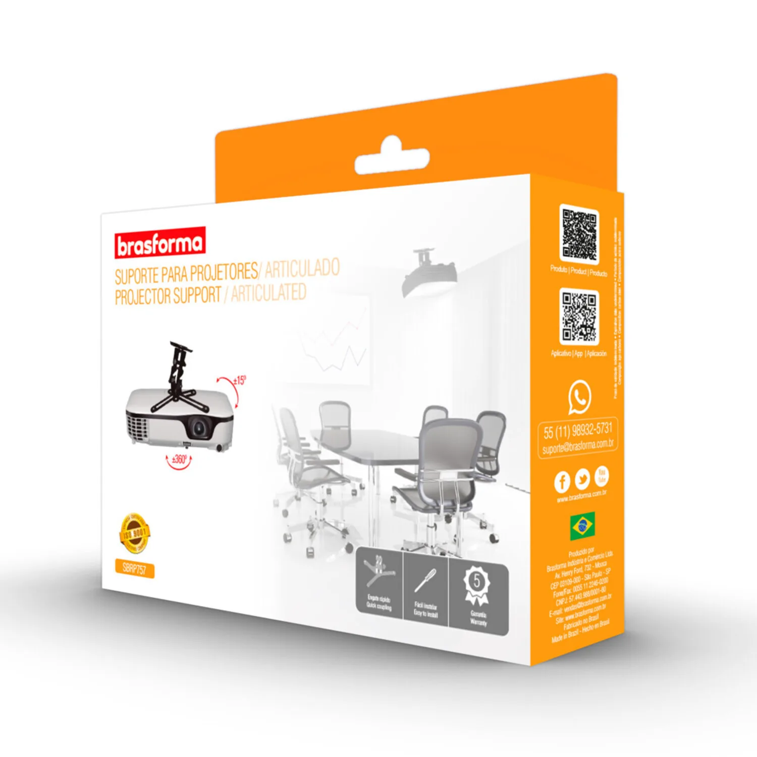 Soporte para Proyector Inclinable -10kg  sbrp757 Brasforma