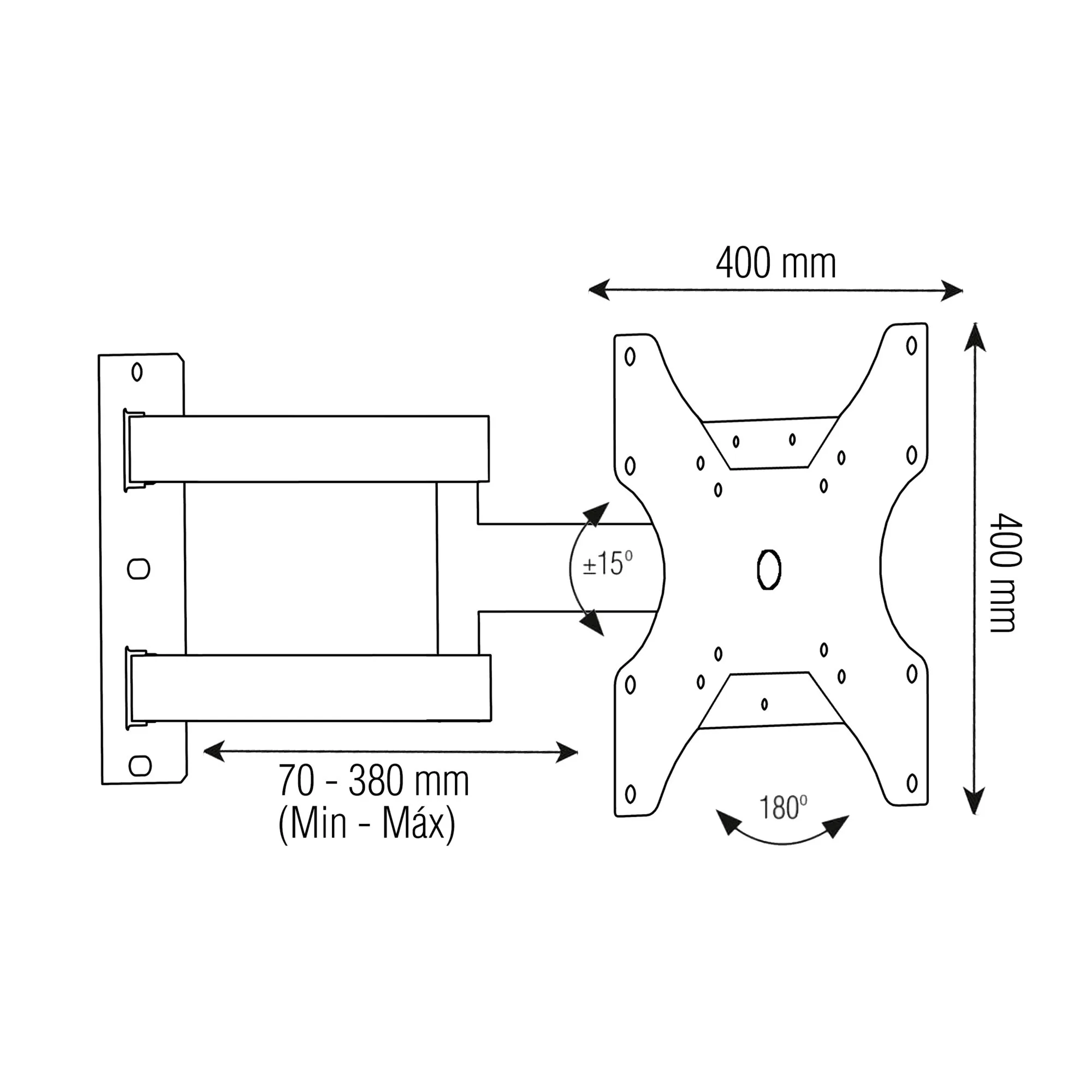 Soporte  para TV con Brazo Articulado de 39cm  23" a 55"- FT441 Forte by Brasforma
