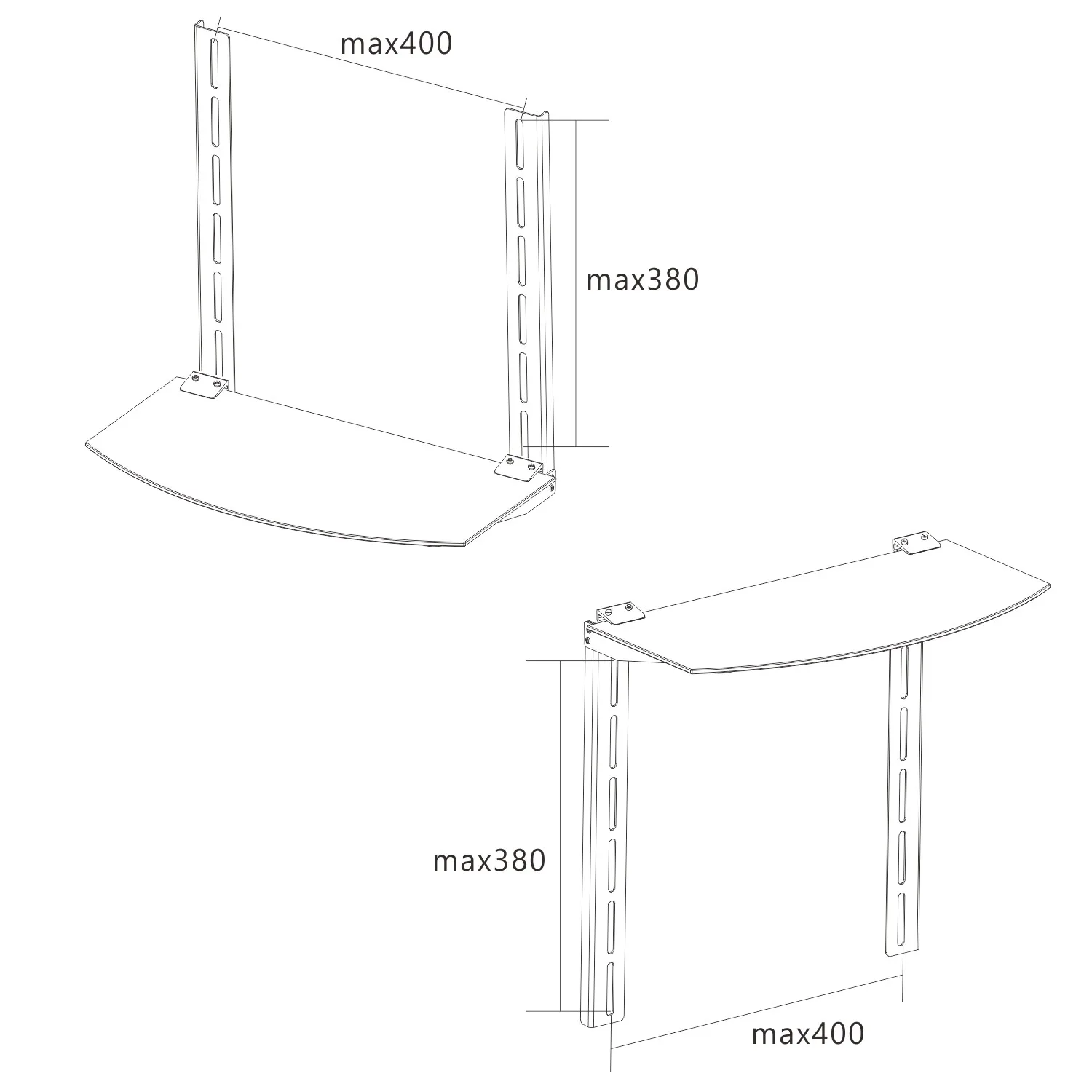Soporte Deco-Juegos- 10kg - TV, Pared o Tabique - Vidrio/Acero