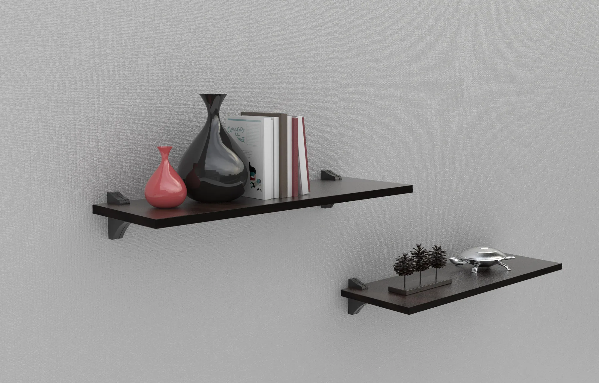 Repisa Flotante  + 2 Soportes  60×30 CAFE - Brasforma