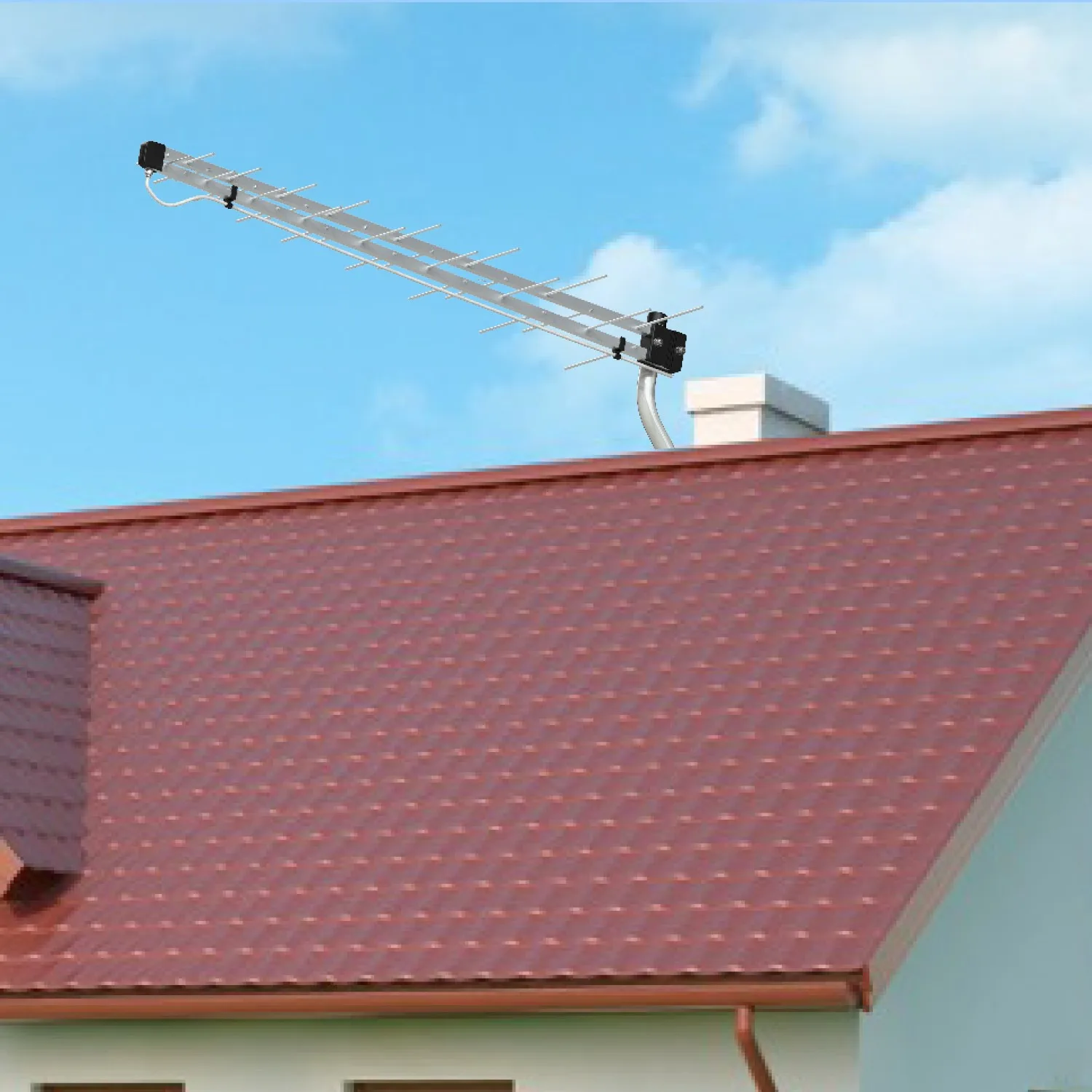 Combo!! ANTENA  EXTERNA HD - UHF - 18dbi + Mástil + Cable
