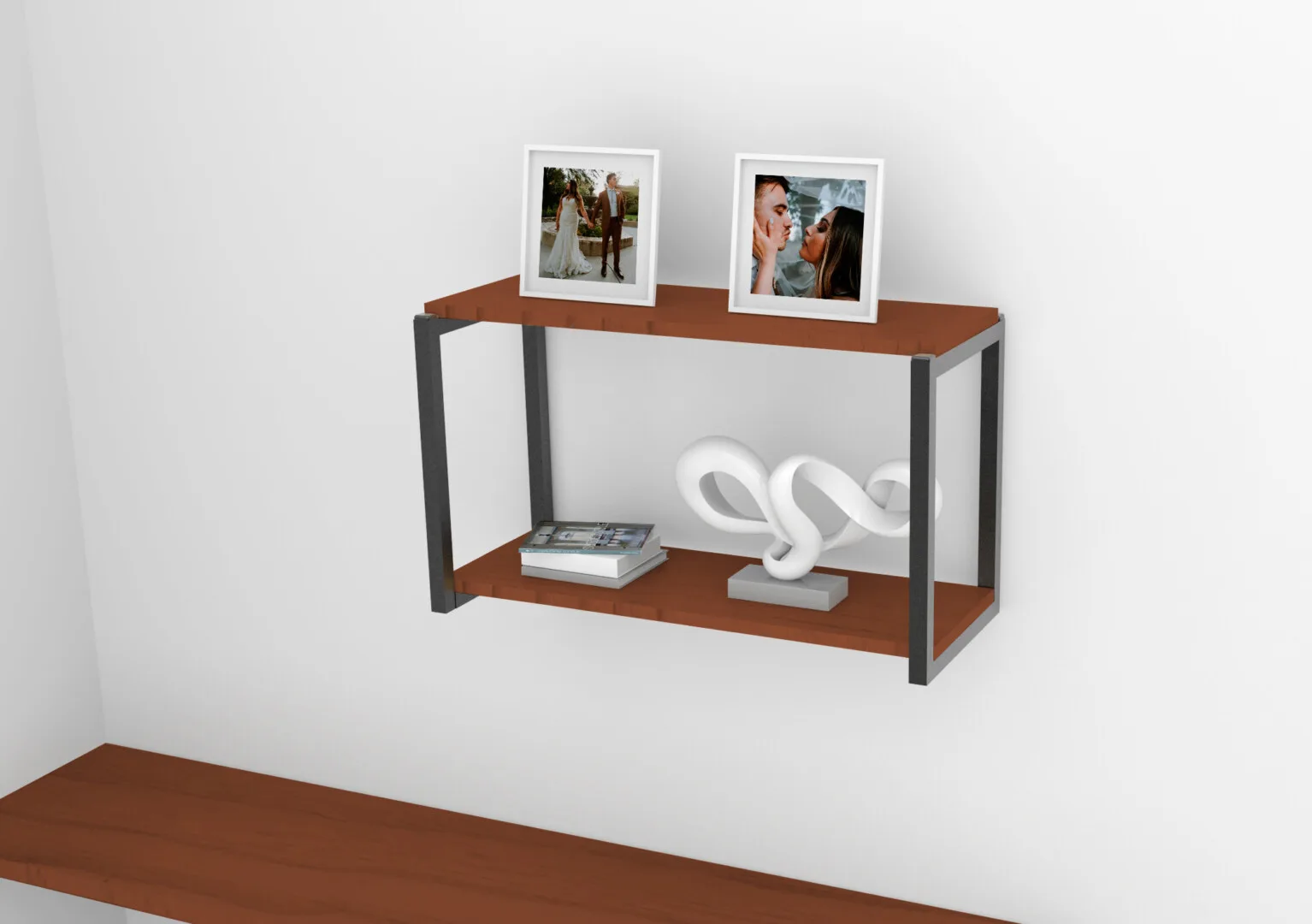 REMATE!! Repisa Flotante Industrial 2 Tablas 60X24,5X24cm CAFE " Con Detalle"