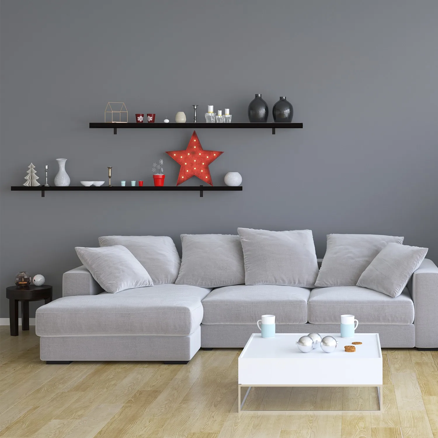 Repisa + Soporte  NEGRO 60×30x1,5 cm  MDP- KIT