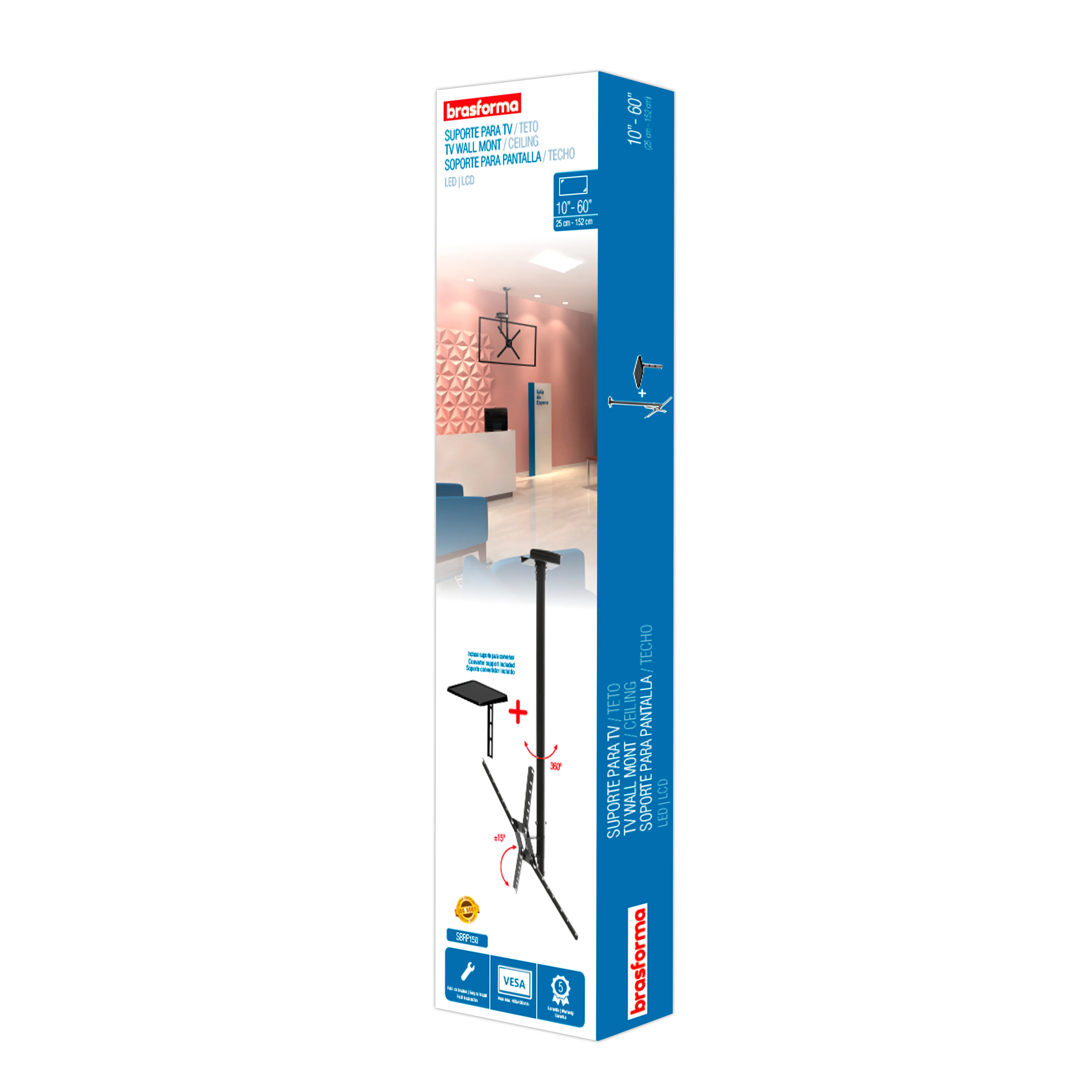 Soporte de Techo para TV 10”a 60” + Sop. Deco Sbrp150 Brasforma