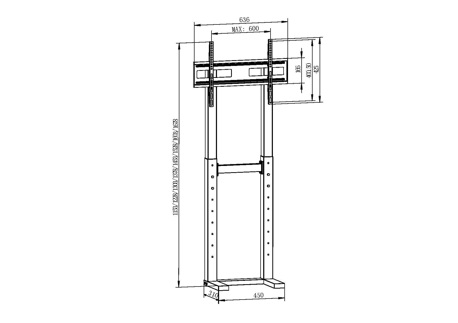 Pedestal de TV Ajustable sin ruedas  32" A 85"  45kg  SKCF17001 Brasforma