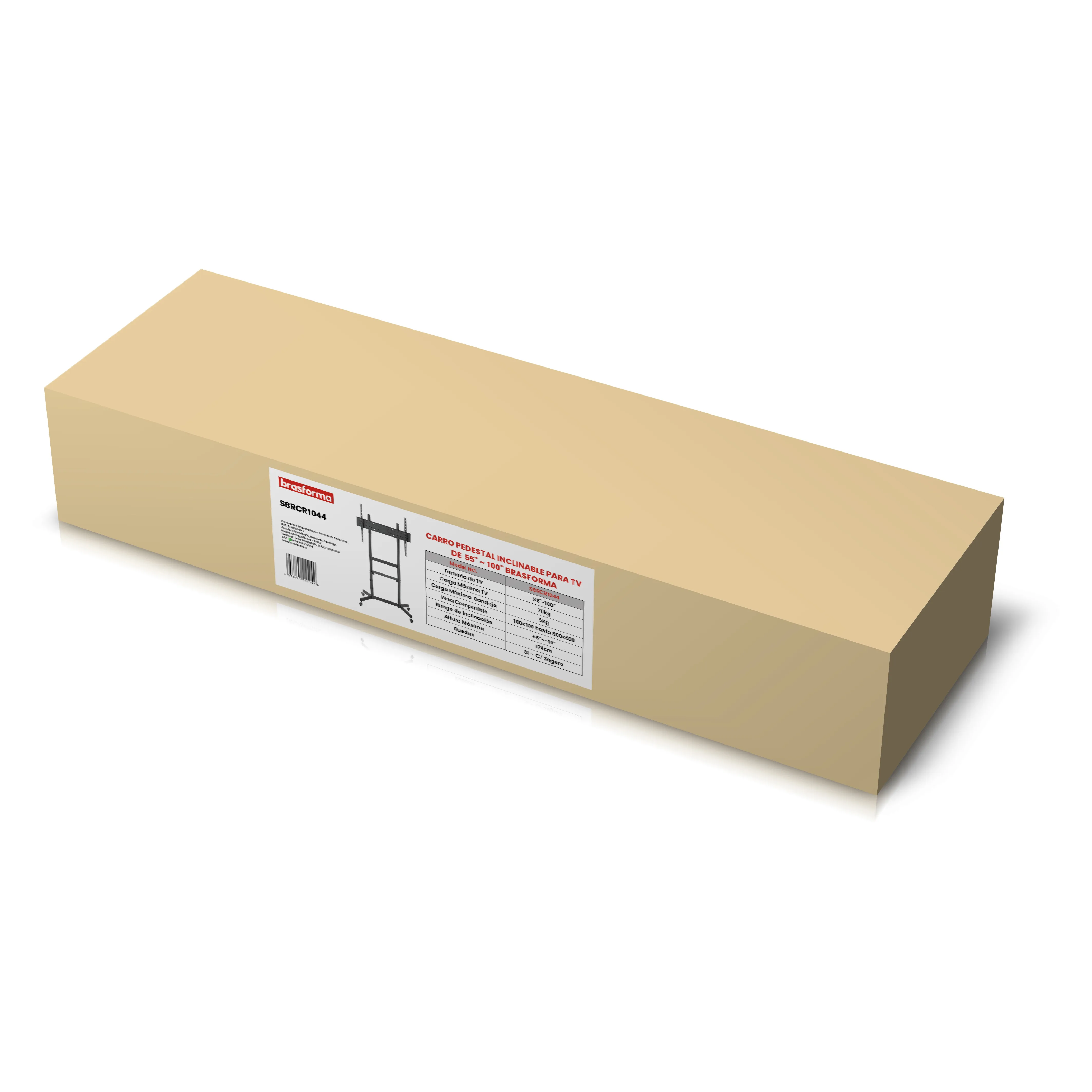 Pedestal de TV para 55" a 100"  70kg Inclinable y Ajustable - SBRCR1044 Brasforma