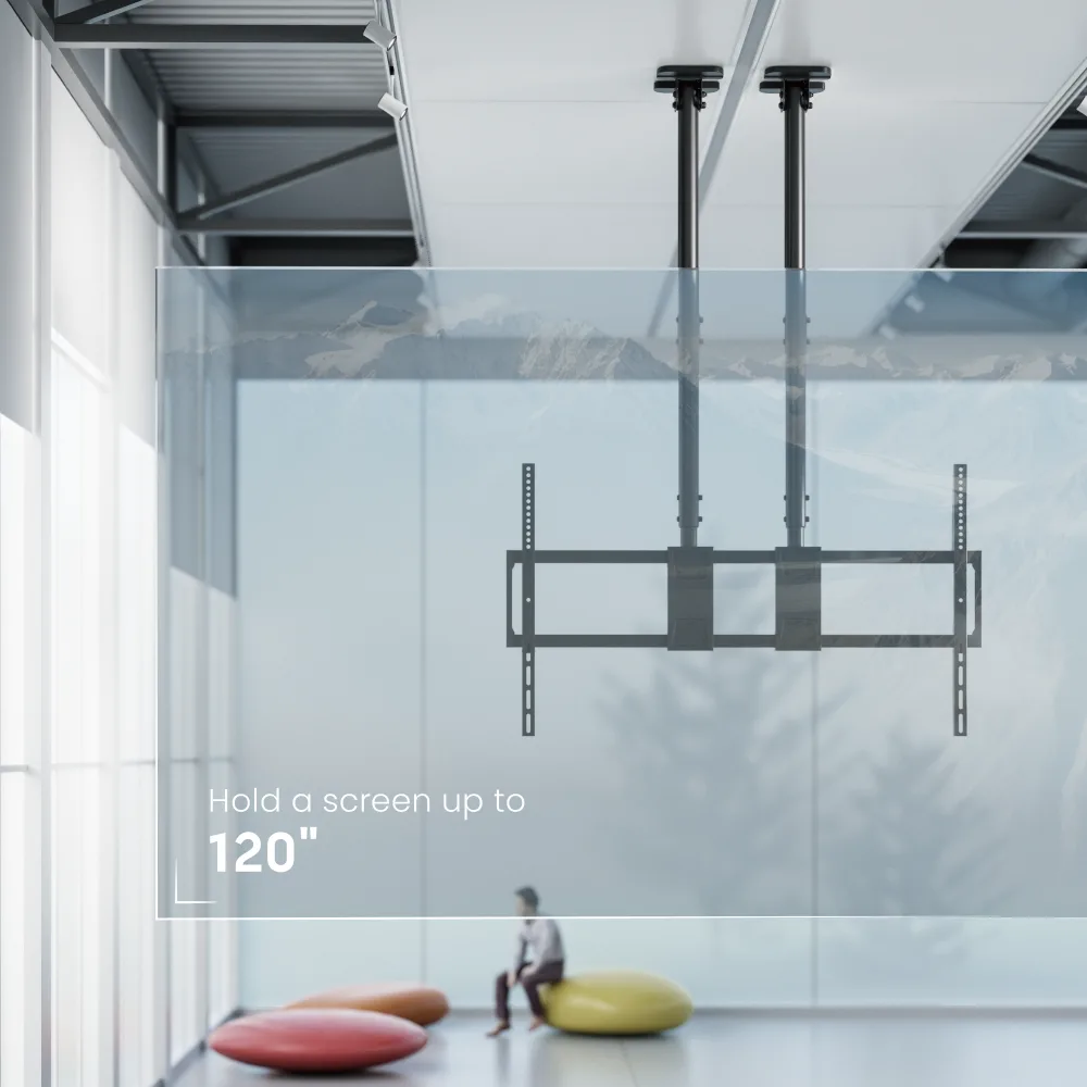 Soporte para TV Grande de Alta carga para Techo 60" a 120" 120kg  Doble Tubo  SBRP15610L Brasforma