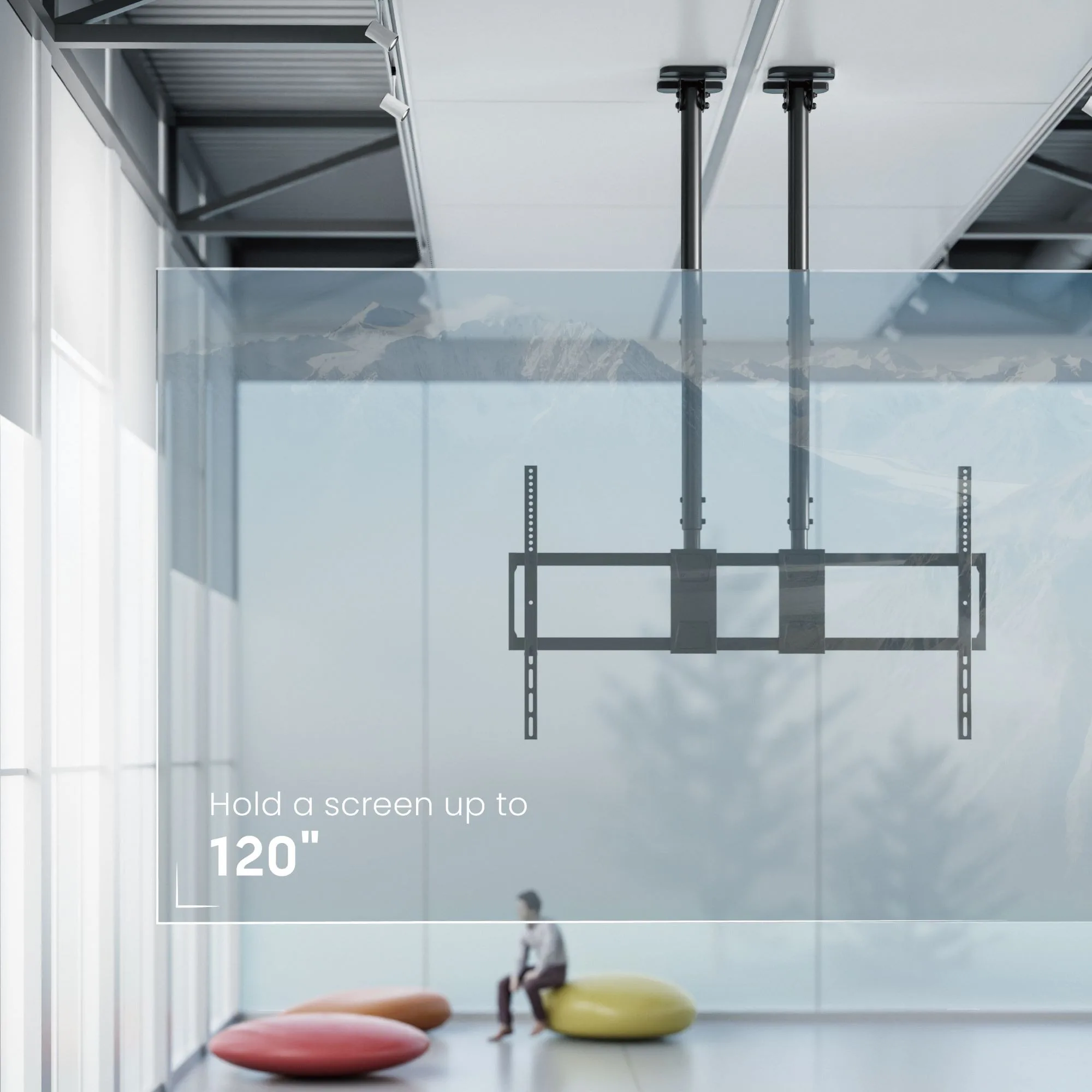 Soporte para TV Grande con carga pesada de Techo con doble Tubo  60"~120" 120kg Brasforma SBRP15610XL