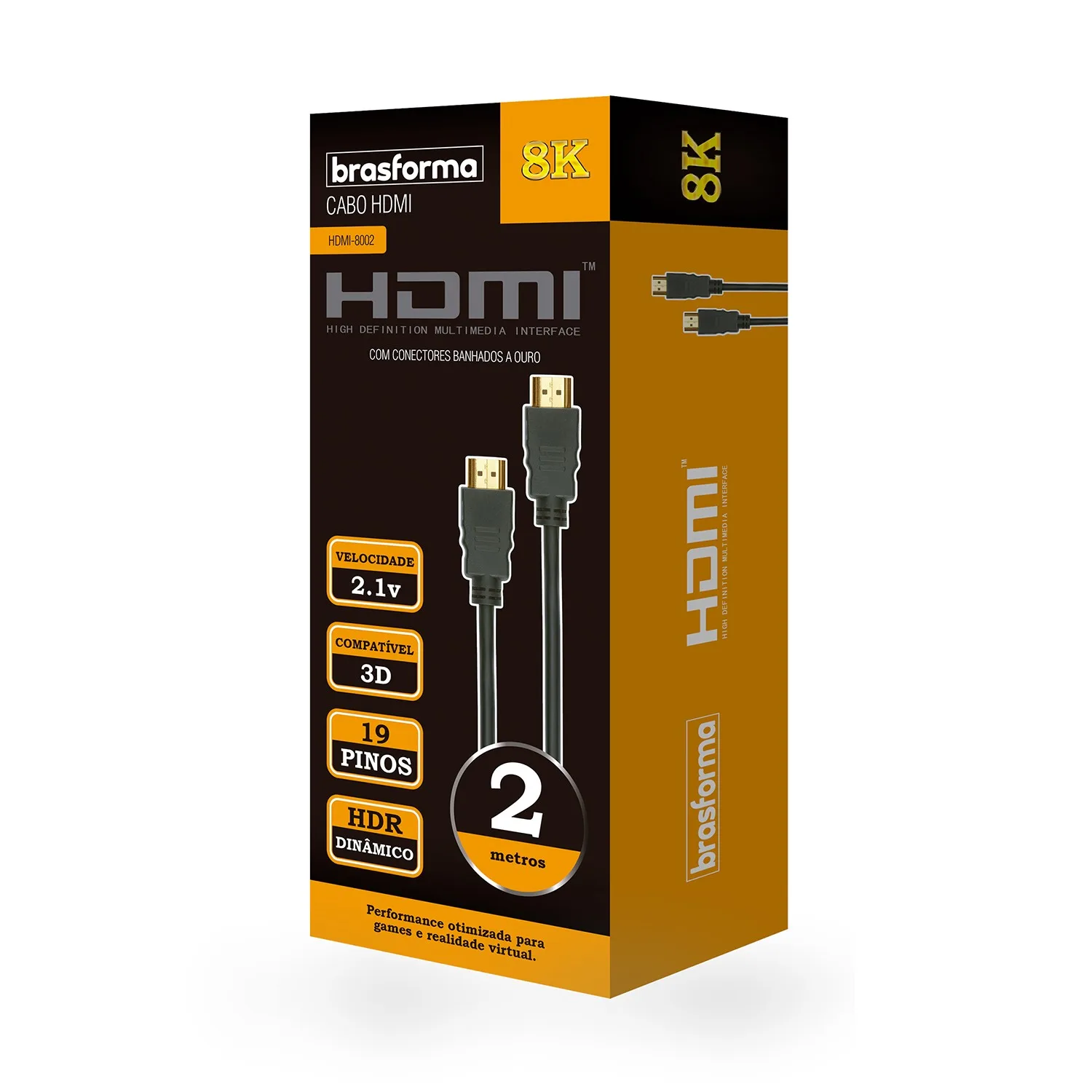 CABLE  HDMI  8K - 2.1V -  3D Ready  - 2 Metros