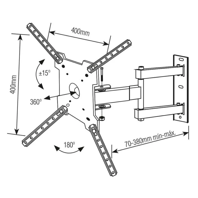 Soporte para TV con brazo de 34cm 10" a 55"-  GIRO 360° Inclinable  - SBRP1040 Brasforma