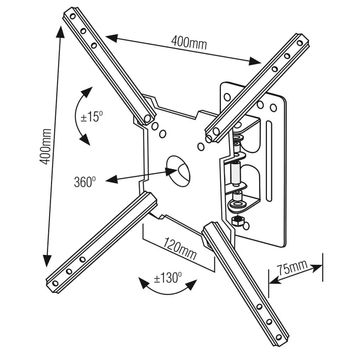 Soporte Articulado TV 10" a 55"  130°  30Kg