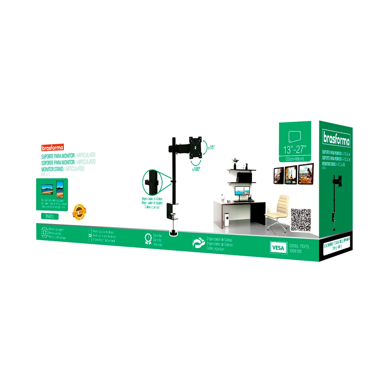 Soporte  para Monitor  13 ″ a 27 ”-  con Brazo - 8kg