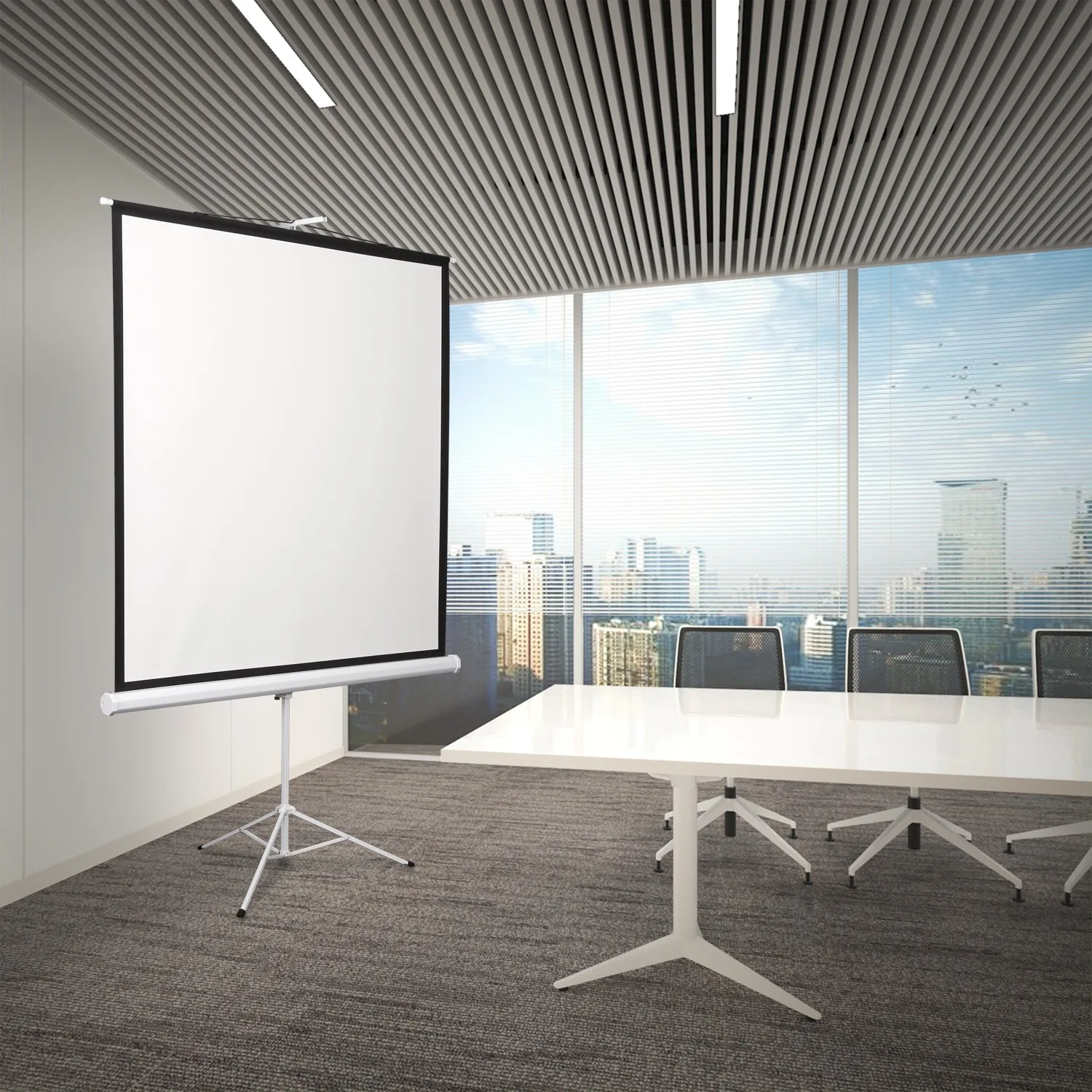 Telon  para Proyector 112" -  CINEMA - 200x200cm con TRIPODE