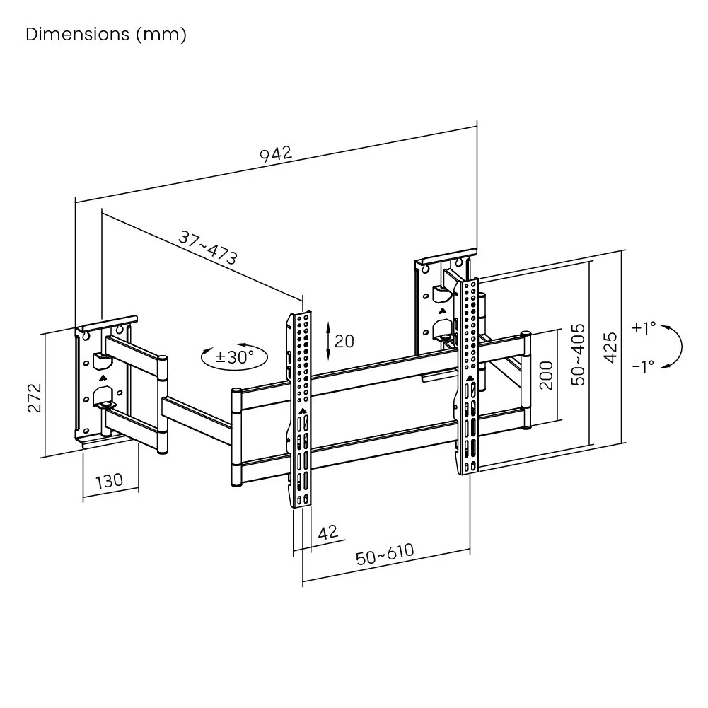 Soporte de TV  INFINITY3  MultiEspacios Heavy Duty - 55" a 90" 80kg  Brasforma